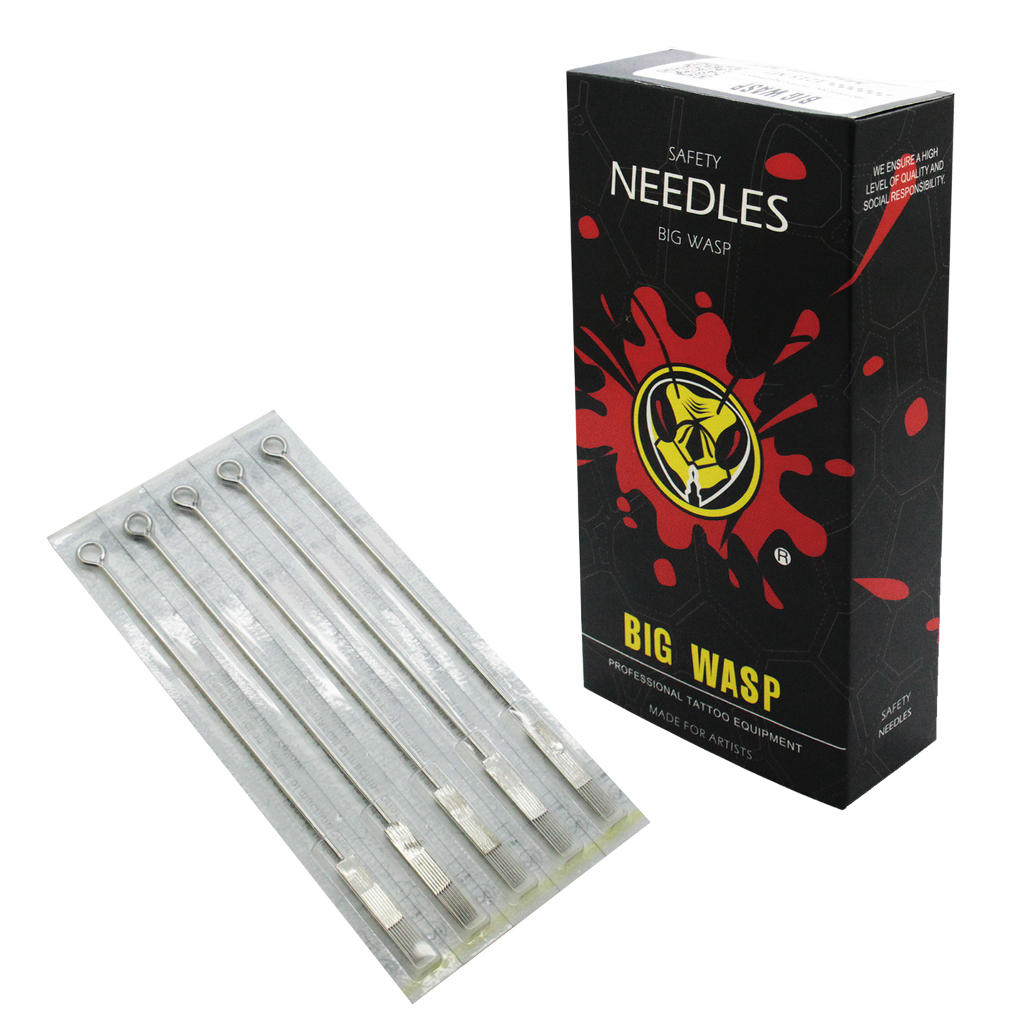 BIG WASP Premium Tattoo Needles - Magnums 50 PCS - High-quality magnum needles by BIG WASP for precise tattooing.