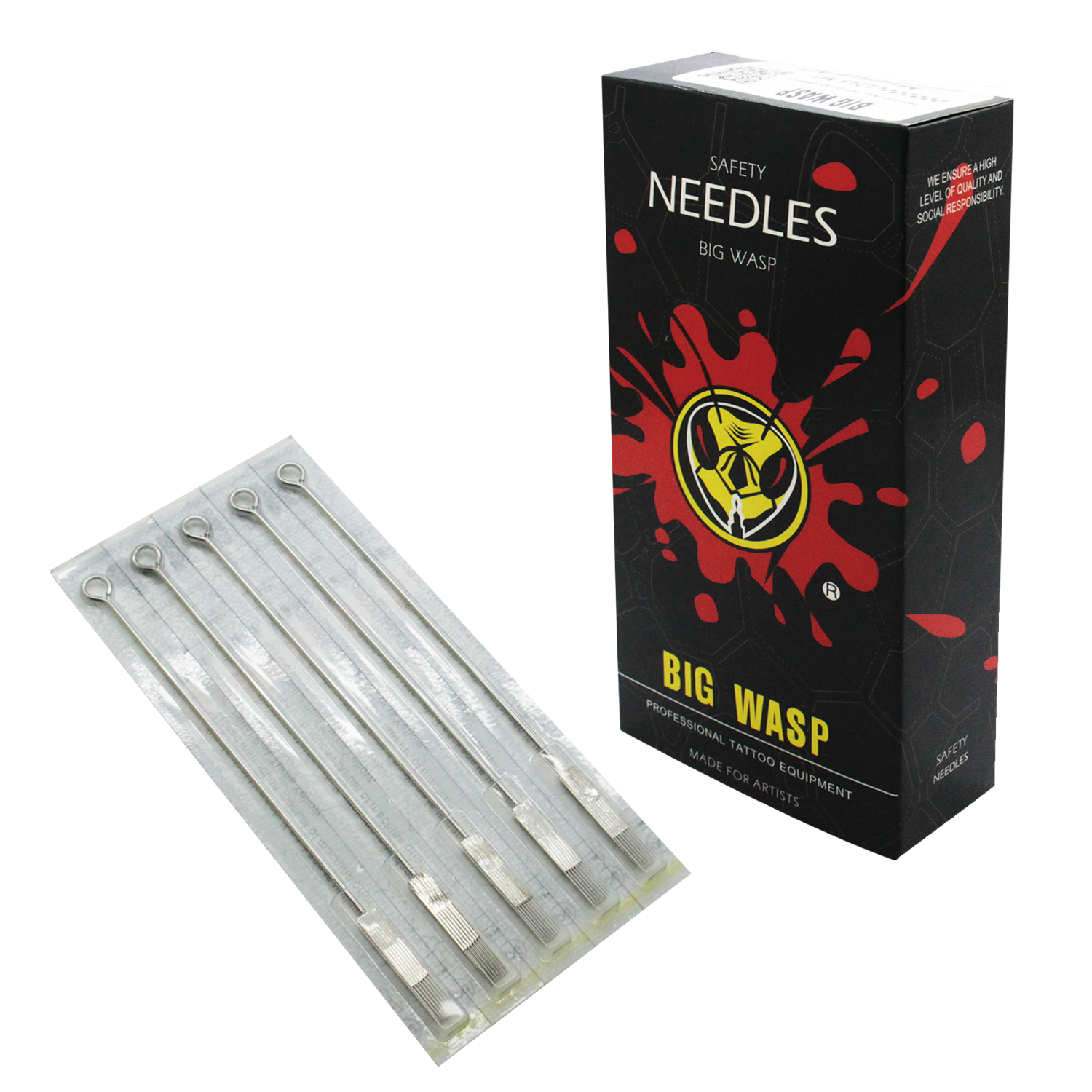 BIG WASP Premium Tattoo Needles - Magnums 50 PCS - High-quality magnum needles by BIG WASP for precise tattooing.